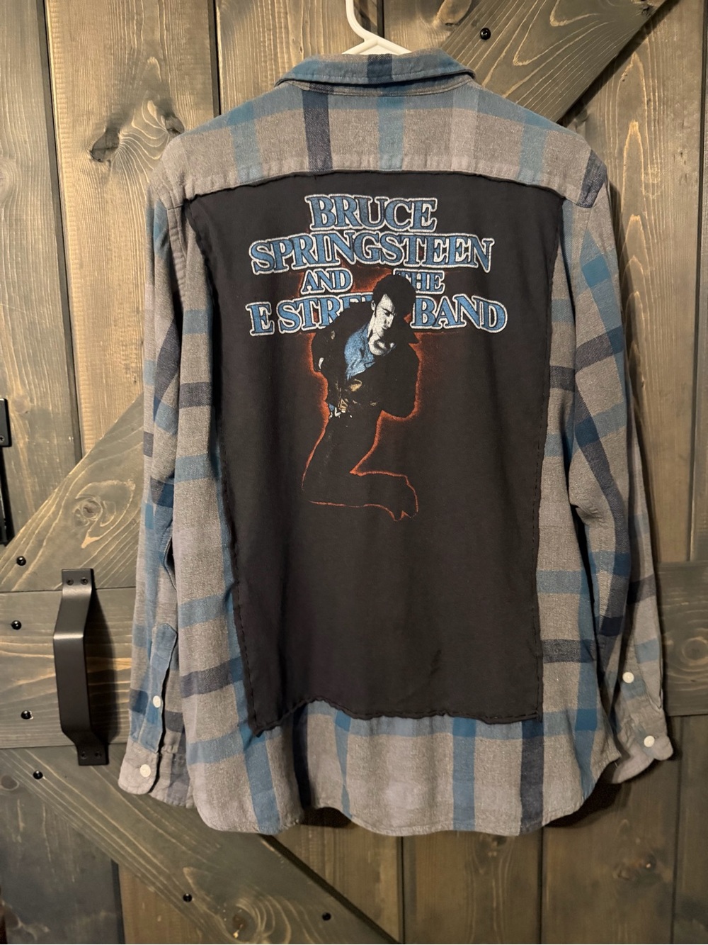 Upcycled flannel with vintage Bruce Springsteen and E St Band Large